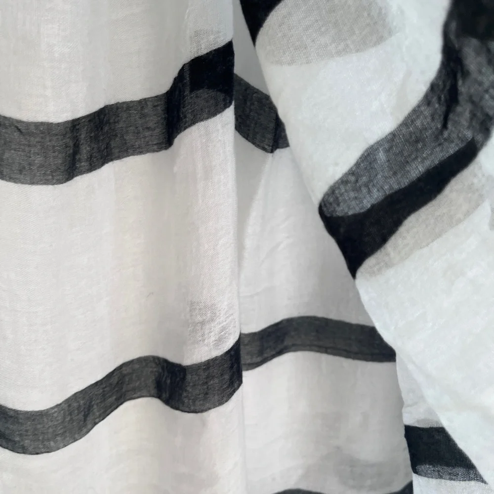 Taroni Elegant Black and White Striped sheer Scarf